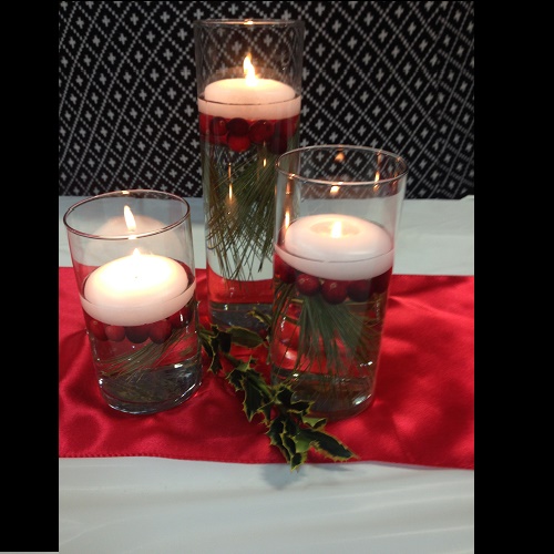 Christmas Centerpiece in Red - Centerpieces & Columns - pre made Christmas centerpieces for rent